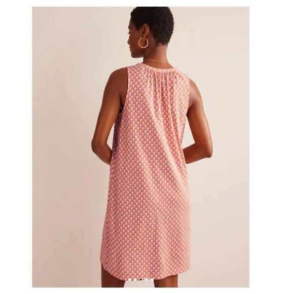 Boden Notch-Neck Jersey Sleeveless Dress in Daisy Pome Persimmon Fuzzy Peach - Picture 4 of 9